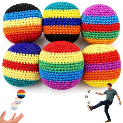 Funny Handmade Crocheted Footbag, Assorted Colors Footbag Knitted Hacky Ball for Adults