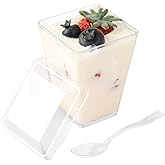 HOMIP 60Pack 5oz Plastic Dessert Cups with Lids & Spoons – Ideal for Yogurt Parfaits, Pudding, Fruit, Ice Cream & Party Desserts – Perfect for Events & Gatherings