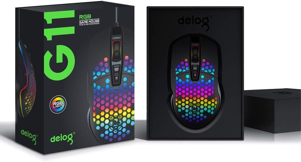 Lightweight Gaming Mouse, Wired USB PC Gaming Mice with Ultralight Honeycomb Shell, RGB Chroma LED Light, 6400 DPI Adjustable, Pixart 3325, Programmable 7 Buttons Mouse for Windows 7/8/10/XP: Computers & Accessories