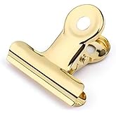 Coideal Small Gold Bull Hinge Clips, 30 Pcs Tiny Metal Binder Paper Clips for Tags Bags, Pictures Photos, Wire Grid Wall Decor, Office and Home Kitchen (Light Gold, 22mm)