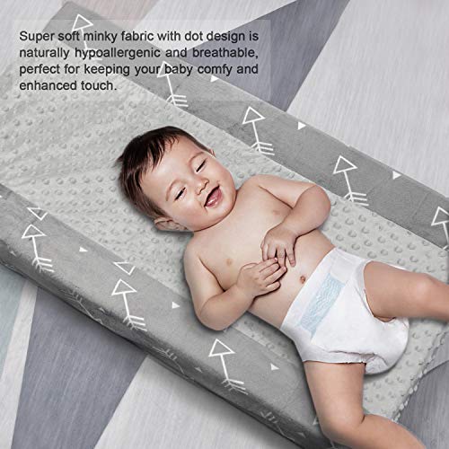 BORITAR Stretchy Changing Pad Covers with Dot Design, Ultra Soft Minky Fabric Changing Table Sheets for Unisex Infants, Grey Little Arrow Print