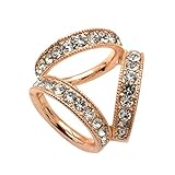 Maikun Scarf Ring Modern Rhinestone Paved Triple-ring Scarf Ring Golden-Tone Size S