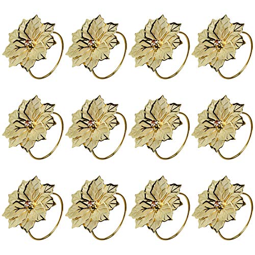 wonlex Hollow Out Flower Napkin Ring for Wedding Reception Banquet Birthday, Dinner Party, Table Decor
