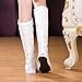ANUFER Girls Women Fashion Canvas Knee Boots Pure White Zip Dance Boots SN811 US7