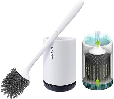 MEKEET Silicone Toilet Brush and Holder Set with Soft Bristles
