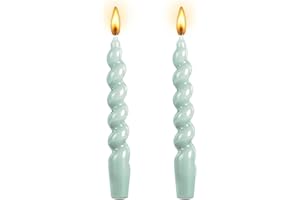 Berkebun Light Blue Spiral Taper Candle H7.5inch -Set of 2 Tapered Candles, Dripless and Smokeless,Long Candle,Tall Candlesticks, Home Dinner, Party, Wedding, Halloween, Churches,Christmas