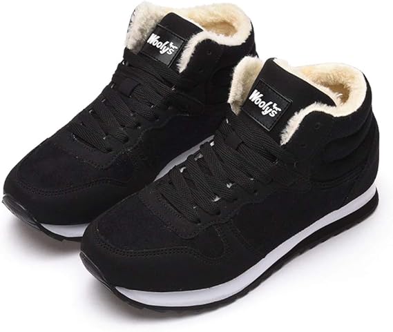 Amazon Co Jp Rojeam メンズレディース暖かいファー裏地付きスノーブーツカジュアル冬靴スニーカートレーナー 服 ファッション小物