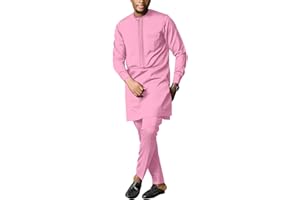 SEA&ALP African Men's Formal Clothes Dashiki Shirt and Pant Two Piece Suit Traditional Long Sleeve Outfits