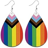 Rainbow Love Pride Leather Dangle Earrings Colorful LGBT Gay Lesbian Earrings for Women Jewelry(B)