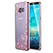 Galaxy S8 Plus Case, LONTECT Floral Butterfly Graden Design Pattern with Bling Diamond Clear Soft TPU Gel Slim Back Case Cover for Samsung Galaxy Galaxy S8 Plus - Rose Gold