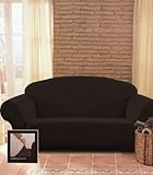 Chezmoi Collection Brooks Black Micro Suede 4-Way Stretch Slipcover Loveseat