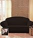 Chezmoi Collection Brooks Black Micro Suede 4-Way Stretch Slipcover Loveseat