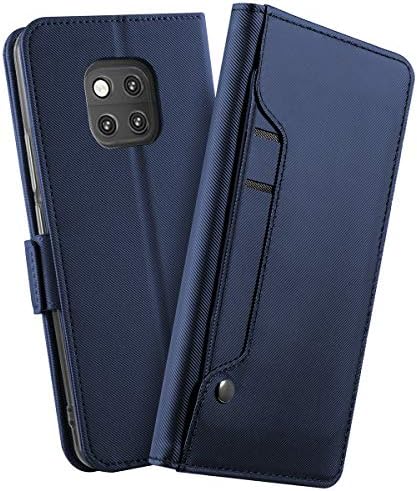 Yadasaro Huawei Mate 20 Pro Leather Wallet Case, PU Leather Magnetic Smartphone Dustproof Anti-fall Shockproof Kickstand Flip Full Body Protective Case Cover with Card Slot forHuawei Mate 20 Pro Blue