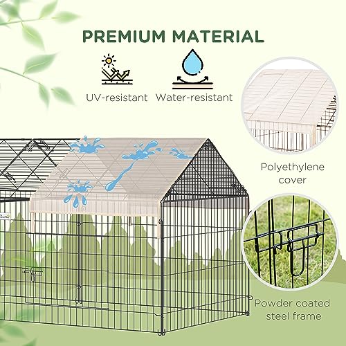 PawHut Catio Metal Chicken Coop, 86.5" x 40.5" Portable Small Animal