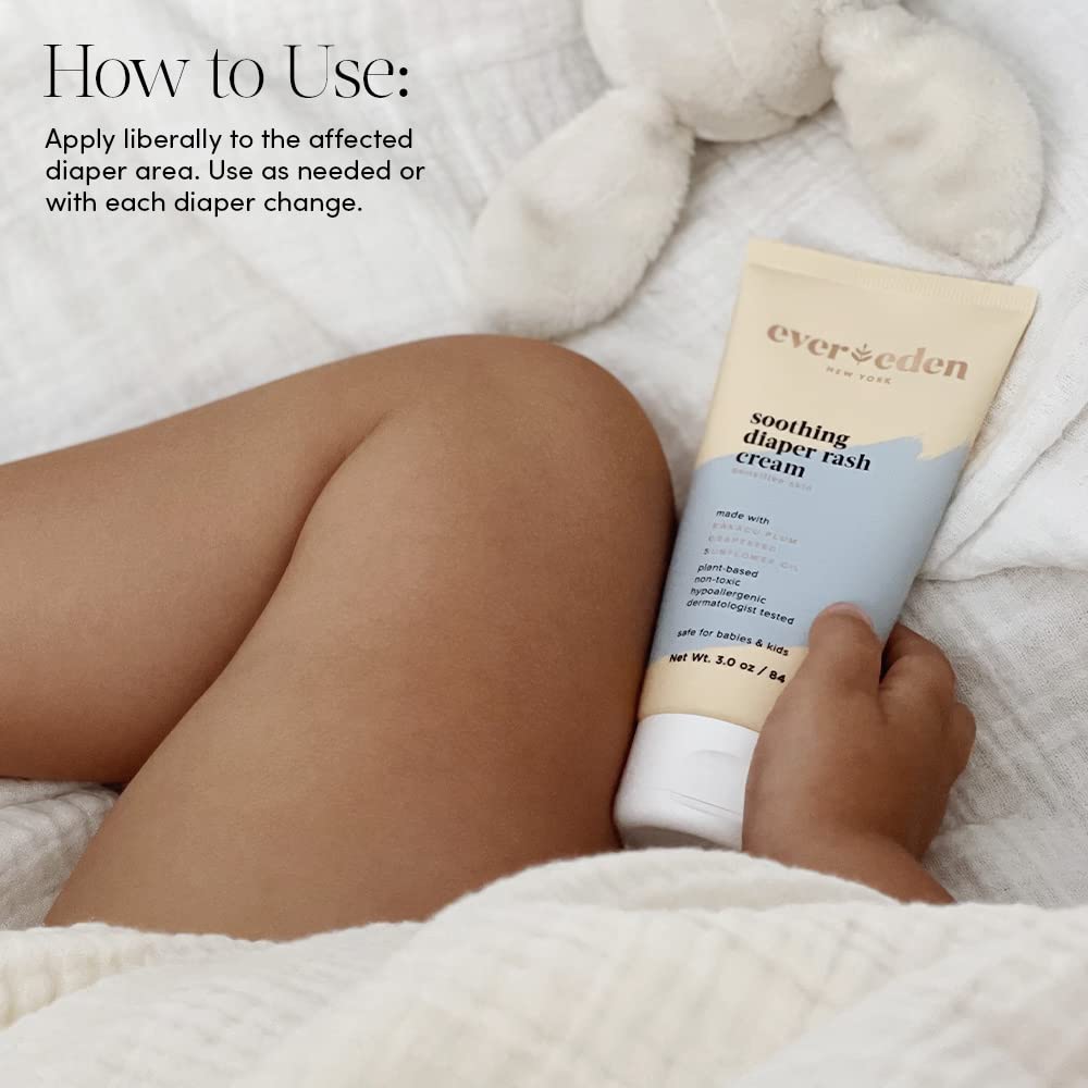 Evereden Soothing Diaper Rash Cream 3.0 oz | Clean and Unscented Diaper Care | Non-toxic and Fragrance Free