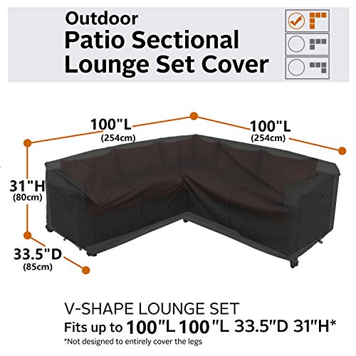 Heavy Duty Outdoor Sectional Sofa Cover, 100"x100" Waterproof 600D