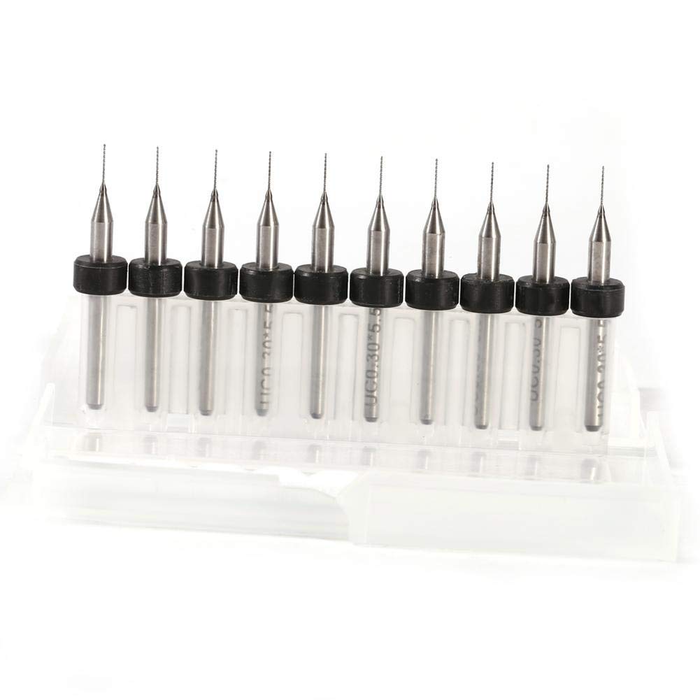 10pcs Micro Drill Bits PCB Carbide Print Circuit Board Drill Bits Set for CNC Engraving (0.3mm)