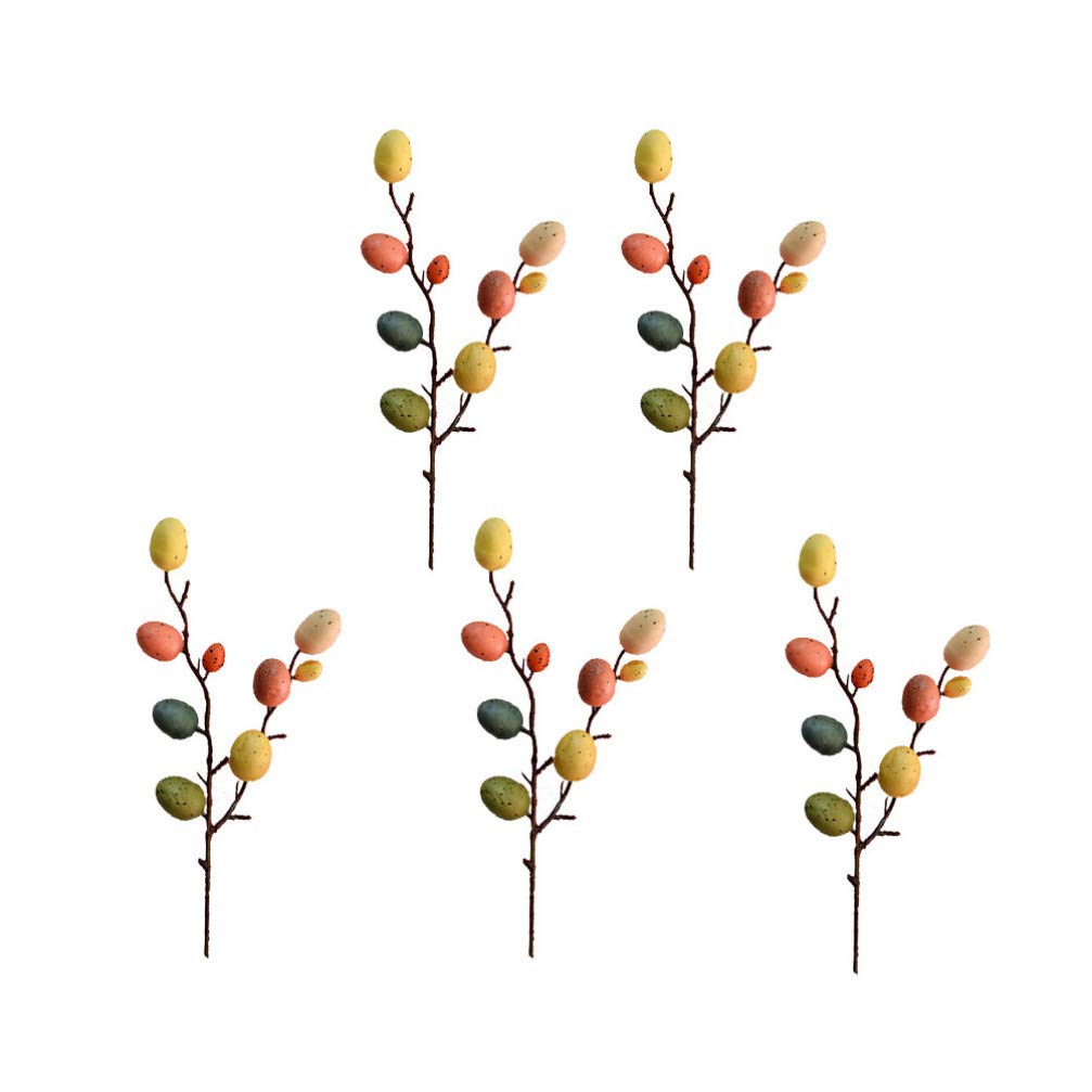 PRETYZOOM 5 Pcs Easter Egg Ornaments Easter Eggs Garland Easter Egg Flower Picks Aritificial Flower Bouquet Easter Egg Tree Decor Flower Arrangement Ornament for Easter Spring Party (Colorful)