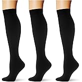 Saniripple (3 pairs) Compression Socks 20-30 mmHg Long Knee High Socks for Women Men Support Athletic Travel Daily Wear