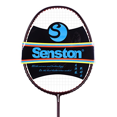 Senston WOVEN Full carbon Single High-grade Badminton Racquet,Badminton Racket,Including Badminton Bag,Red color