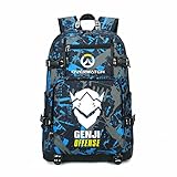 YOURNELO Unisex Leisure Overwatch High Capacity Canvas School Backpack Bookbag (I Genji)