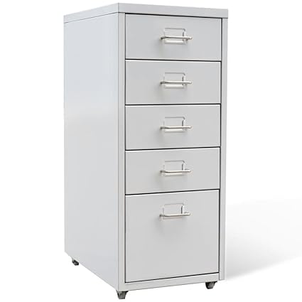 Amazon Com Wrea Hanging File Cabinet With 5 Drawers Gray Metal