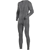 Ychnaim Mens Long Sleeve Onesies Jumpsuit Nightwear Button Down One Piece Pyjamas