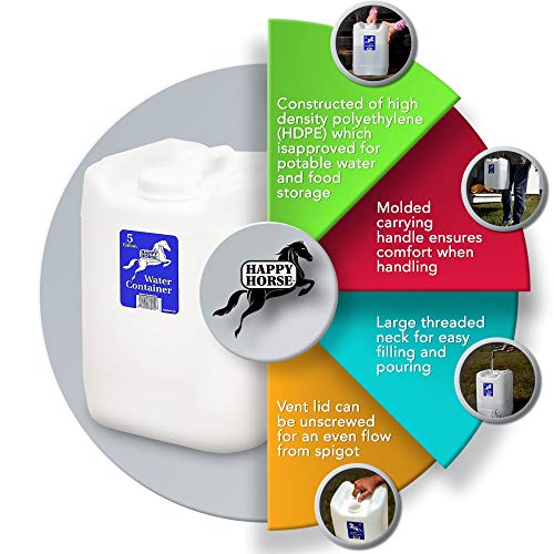 Happy Horse 5 Gallon Water Container for Portable Drinking Water Storage and Food Storage