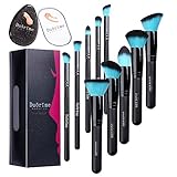 Duorime Makeup Brushes Set 10 Pieces Kabuki Contour Powder Foundation Blending Eyeshadow Brush with Silicone Makeup Sponge