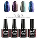 Y&S Holographic Glitter Gel Nails Polish UV LED Chameleon Colors Changes Nail Polish 4pcs 10ml-001