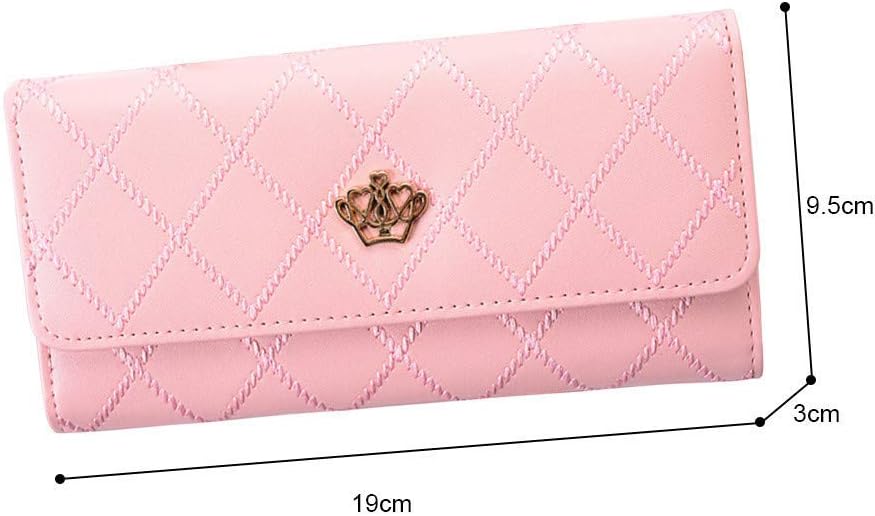 ZhengYue PU Leather Wallet Crown Wonem Ladies Girls Purse,Long Fashion Crown Female'sHandbag Money Bag Pink - Image 3