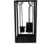 Charles Bentley Log Holder & Tool Set Black Iron Matte Fireside Companion 10kg view 6