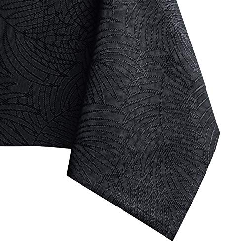 AmeliaHome Tablecloth 140 x 300 cm, Stain Protection, Lotus Effect, Washable, Waterproof, Gaia Ornament, Black