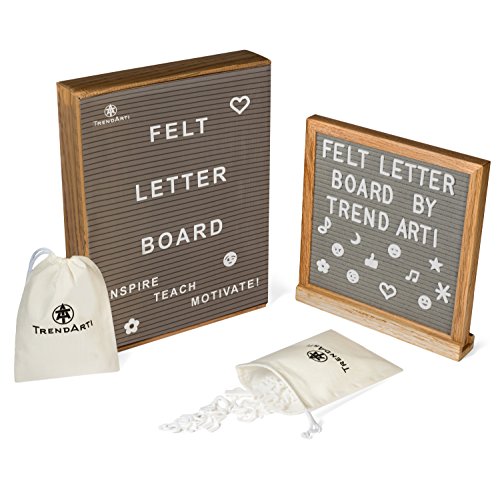 Gray Felt Letter Board with 696 Letters, Numbers & Symbols 10x10 inches :: Changeable Letter Board for Quotes, Messages, Displays & More :: Hangs or Stands Alone:: Includes Bonus Storage Bags