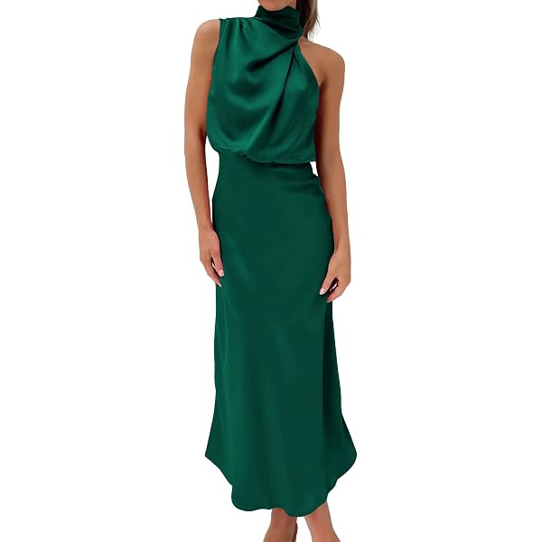 knee length dresses for ladies MATEA SATIN DRESS BLACK
