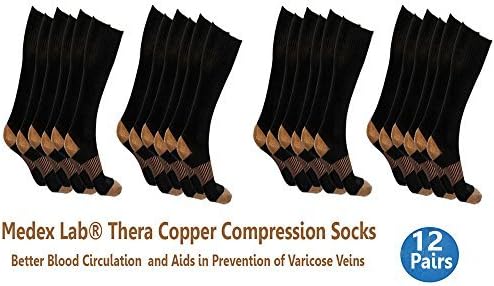 Compression Copper Socks (6 Pair) Calves High Relieves Feet Pain and Aches