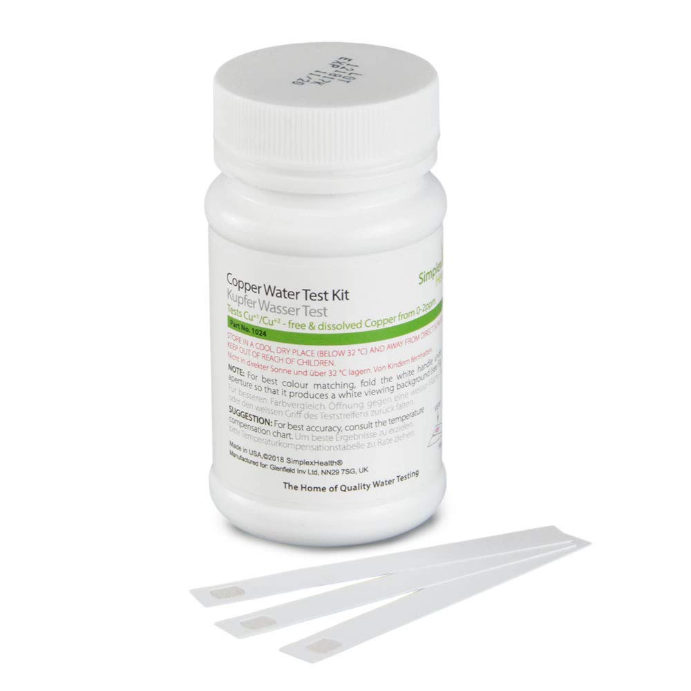 SimplexHealth Copper Check - Water Testing Strips (25 Strips)