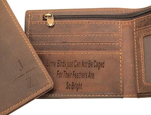 Personalized Mens Genuine Leather Wallet RFID Slim Bifold Customized Wallet With ID Window for Men