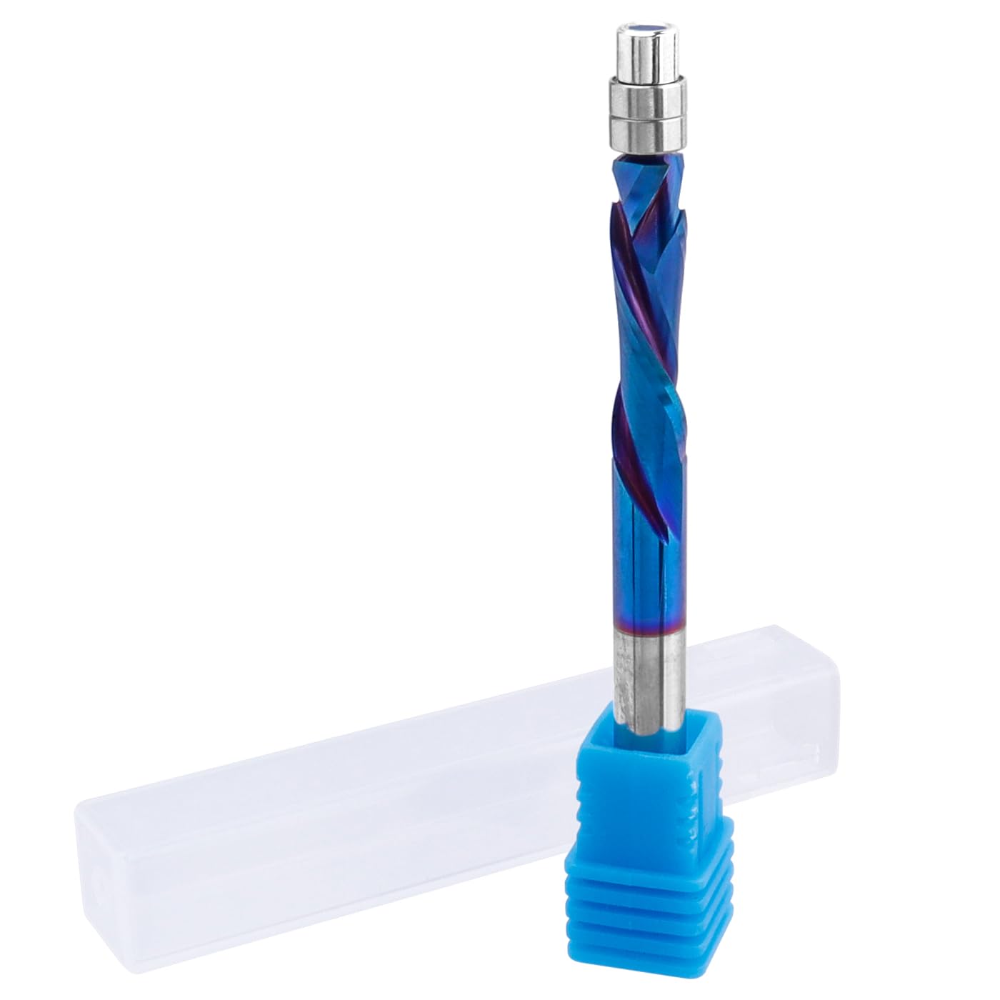 Mesee Up Down Compression Cut Spiral Flush Trim Router Bit 1/4-Inch Shank CNC Spiral Bit Nano Coating Solid Carbide Up & Down Cut Trim Bit with Bottom Bearing for Woodworking Trimming