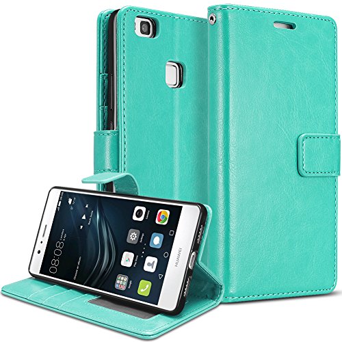 Huawei P9 Lite Case, SKYLET PU Leather Wallet Case for Huawei P9 Lite with Card Slot and Magnetic Clasp [Mint]
