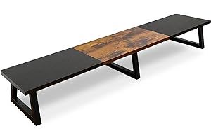 TEAMIX 42 inch Large Dual Monitor Riser, Extra Long Monitor Stand Riser for 2 Monitors, Wood & Steel Desktop Riser Desk Organ