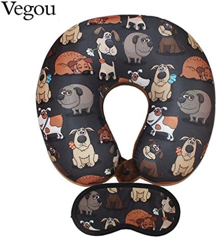JOODS Travel Pillow With Eye Mask Kit U Shaped Flight Car Pillows Cartoon Animal Neck Care Microbeads Cushion As the picture shows Pillow 30x30x10CM