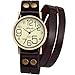 Ailisha Elegant Bronze Round Brown Wrap Leather Lady Bracelet Jewelry Quartz Wrist Watch WAA389