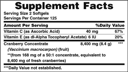NATURE’S BOUNTY TRIPLE STRENGTH CRANBERRY W/VITAMIN C SOFTGEL – 250CT, 0.18 BOTTLE
