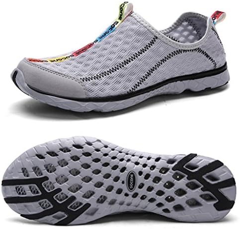 Yotani Mens / Womens Lightweight Soft Mesh Draining Holes Slip-On Beach Walking Pool Swimming Water Shoes Grey Size 12 US for Women/9.5 US for Men