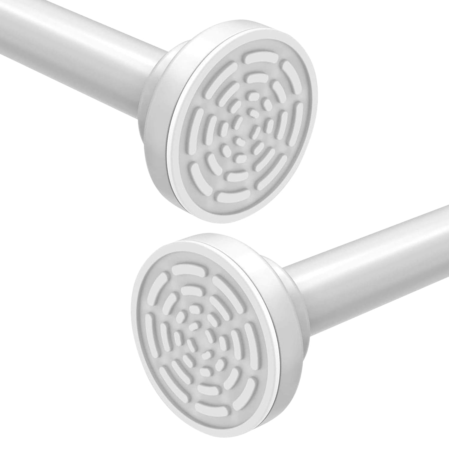 Extendable Shower Curtain Pole 120-215CM(47"-84") Stainless Steel No Drill Curtain Pole, Door Shower Curtain Rail Tension Rod,Non-Slip,Never Rust,Never Collapse for Wardrobe Curtain Kitchen,White