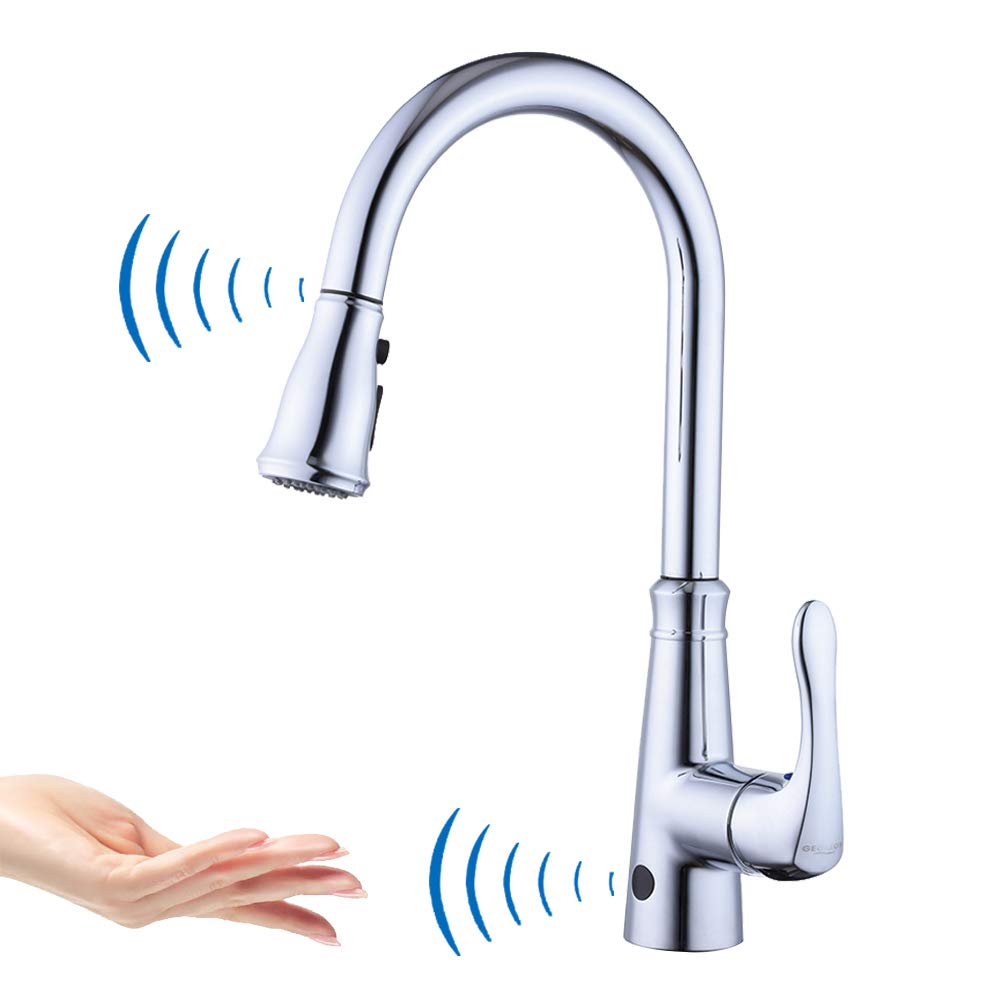 Touchless Kitchen Sink Taps Sensor Automatic Sensor Kitchen Sink Mixer Faucet with Pull-Down Sprayer Single Lever Swivel Spout Chrome…
