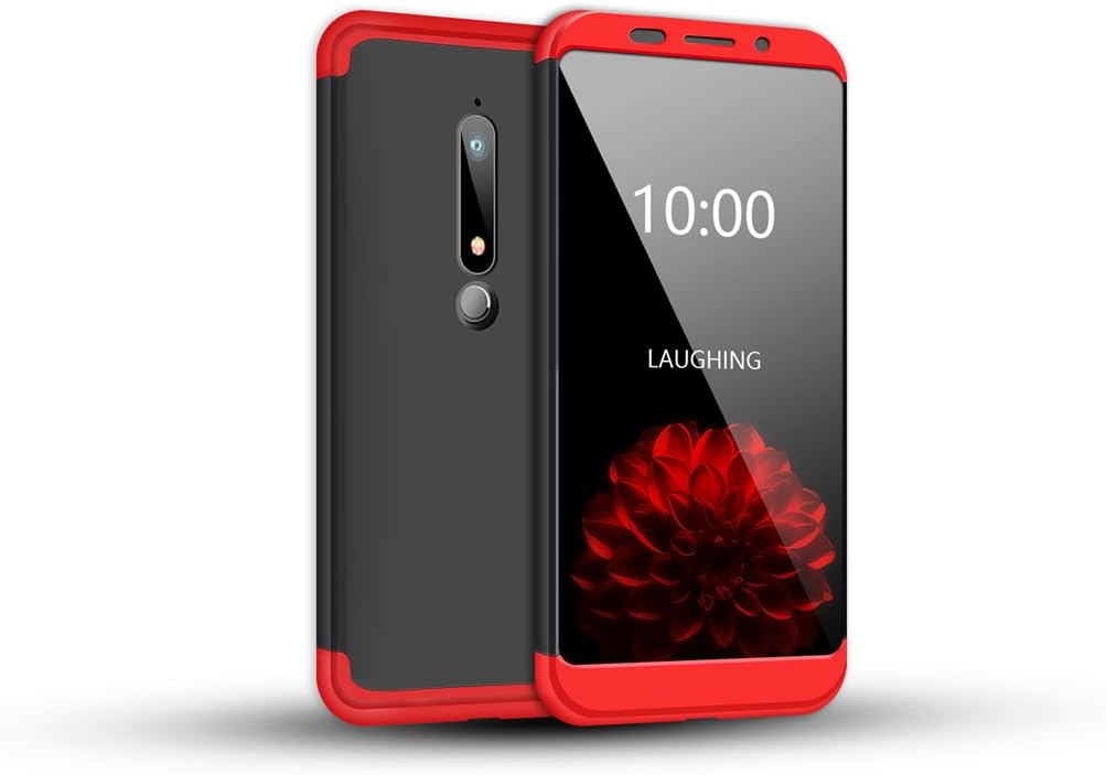 Nokia 6.1 Plus Case, Ultra Thin Shockproof Full Body Coverage Protection Hard Slim Case Coated Non Slip Matte Surface for Nokia 6.1 Plus (red/Black/red, Nokia 6.1 Plus)