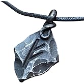 NauticalMart Forged Iron Fehu Feoh Fe Rune Amulet Runic Nordic Pendant Talisman Necklace Viking Jewelry Gift