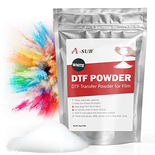 A-SUB DTF Powder, 35.3 oz White DTF Transfer Powder, Hot Melt Adhesive for Sublimation, Ideal for Digital Prints on Any Color and Material Fabric
